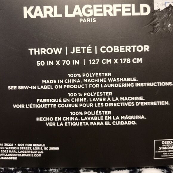 Karl Lagerfeld Plush Throw Checker Black White - Picture 4 of 4